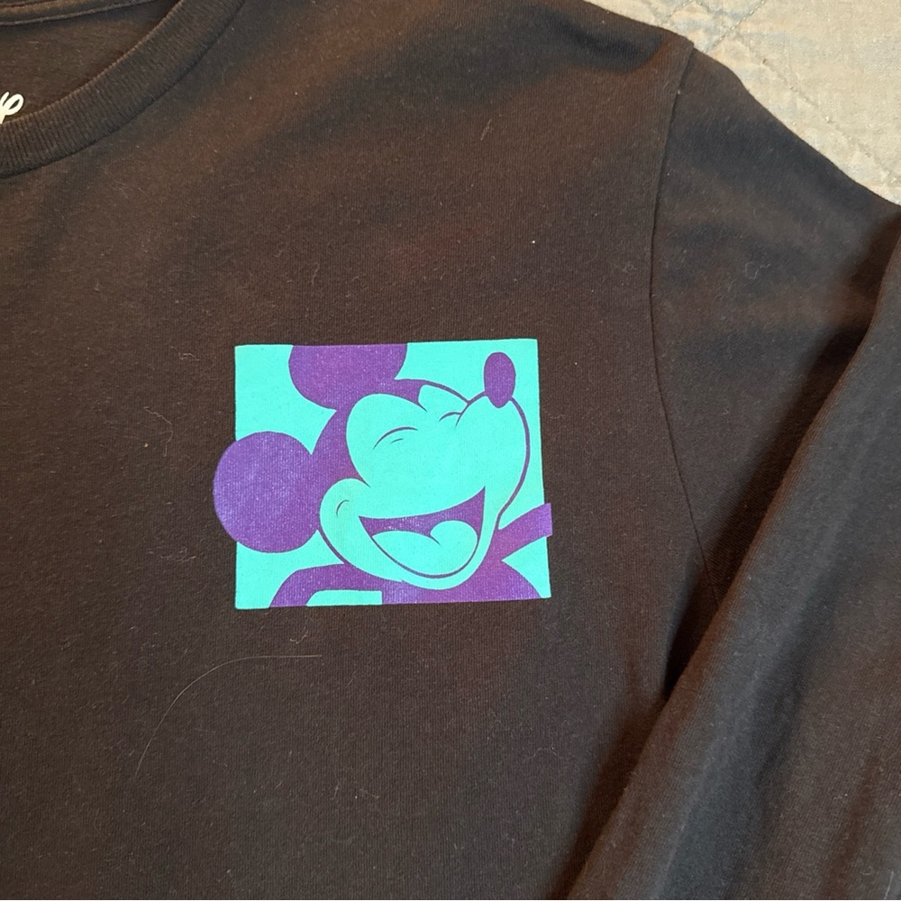 Disney Tokyo Mickey Mouse Long Sleeve Black Kanji Graphic T-Shirt Mens XL - Picture 3 of 9
